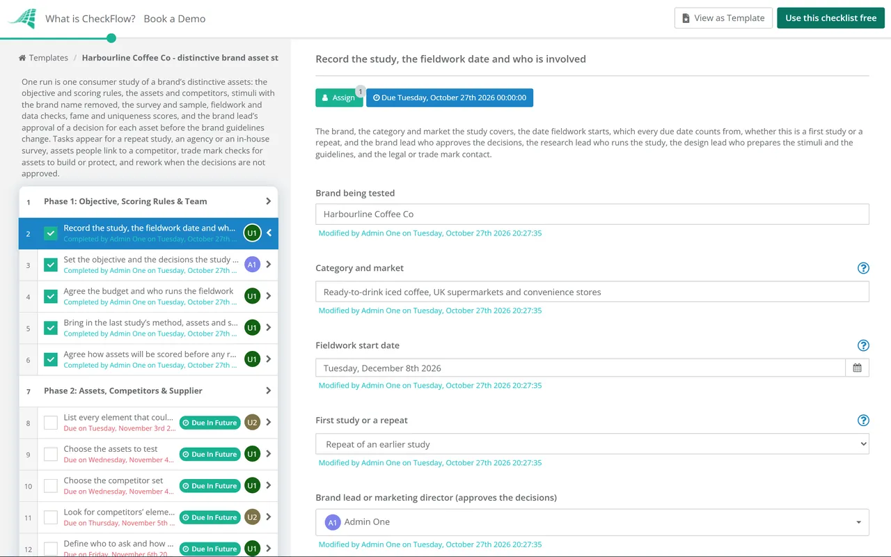 Live demo of the Brand Asset Testing Checklist in CheckFlow