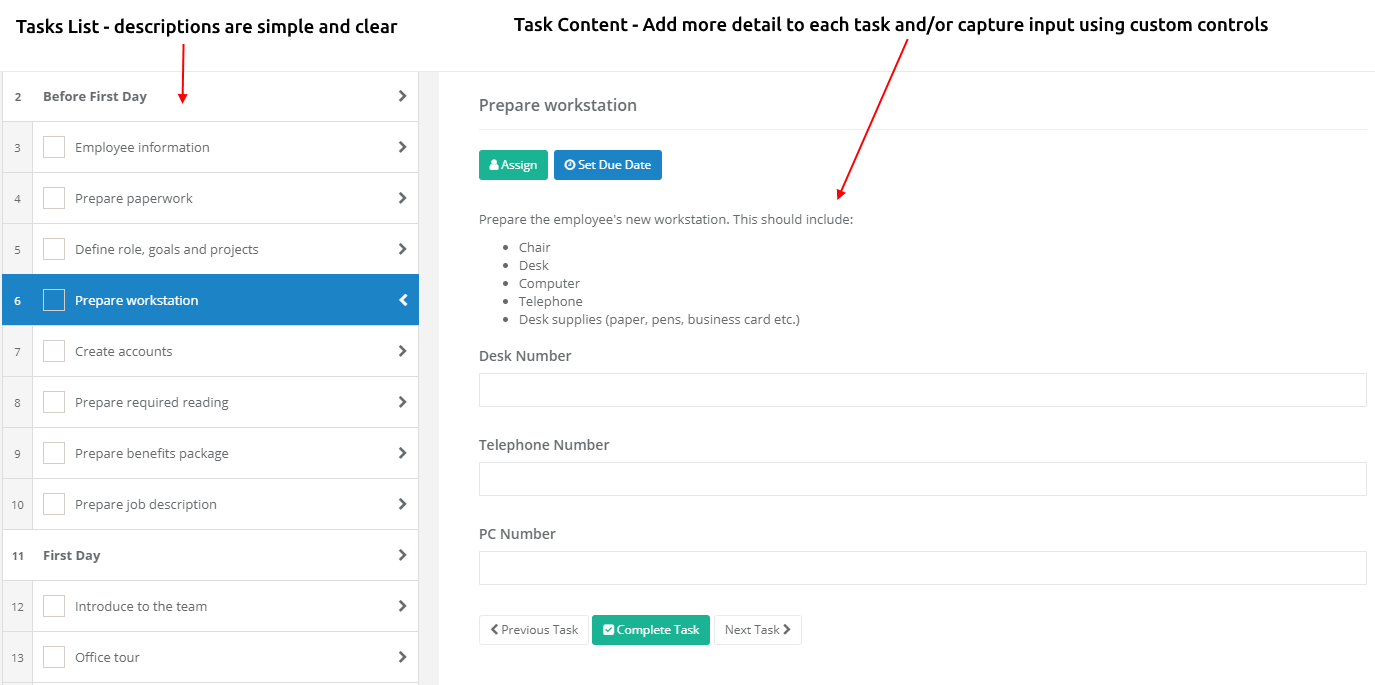 Display Further Details Using Task Content