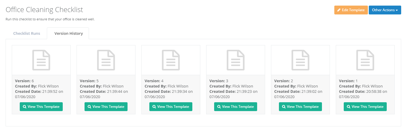 View Previous Versions Of Your Checklist Templates