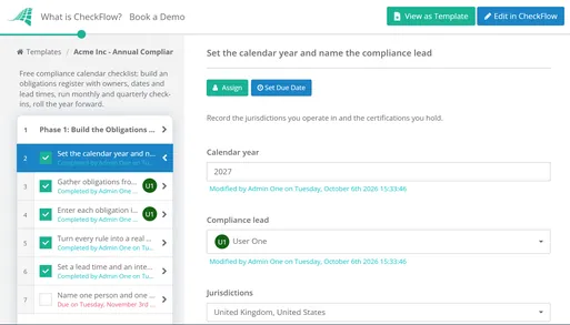 Annual Compliance Calendar Checklist