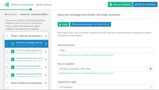 Conflict of Interest Declaration Checklist