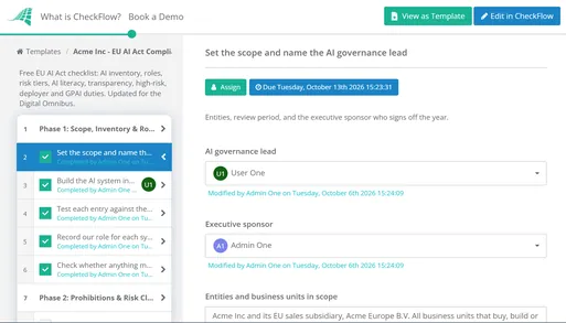 EU AI Act Compliance Checklist