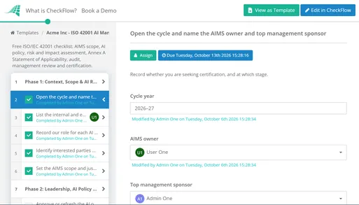 ISO 42001 AI Management System Checklist