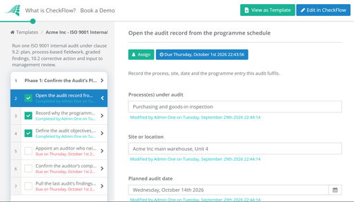ISO 9001 Internal Audit Checklist