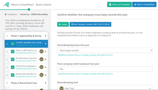 OSHA Recordkeeping Checklist