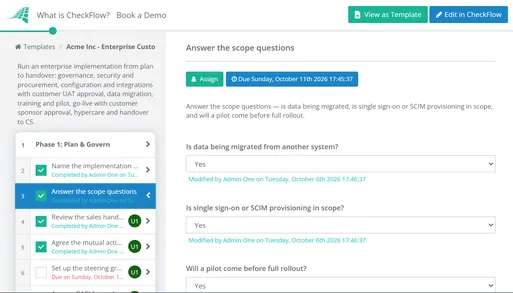 Enterprise Customer Implementation Checklist
