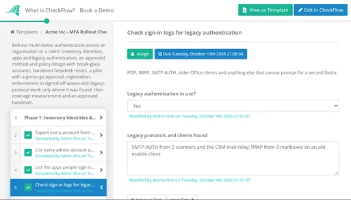 MFA Rollout Checklist