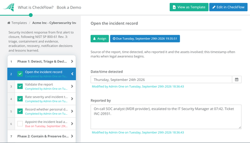 Cybersecurity Incident Response Template