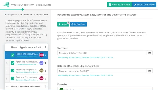 Executive Onboarding Checklist