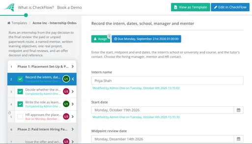 Internship Onboarding Checklist