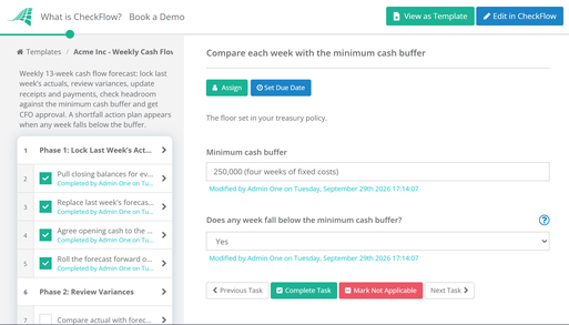Weekly Cash Flow Forecast Checklist