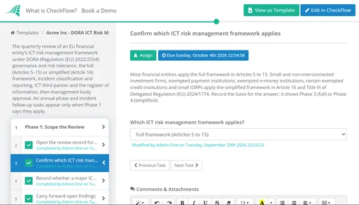 DORA ICT Risk Management Checklist