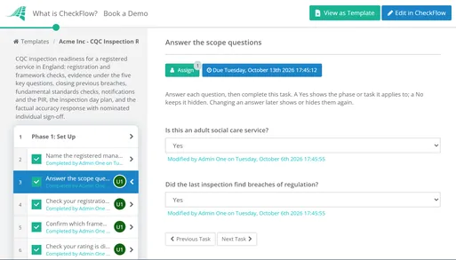 CQC Inspection Readiness Checklist