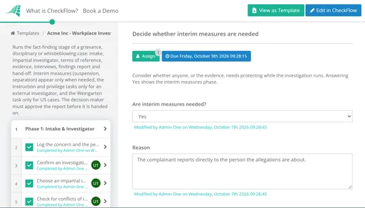 Workplace Investigation Checklist