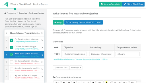 Business Continuity Plan Testing Checklist