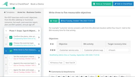 Business Continuity Plan Testing Checklist