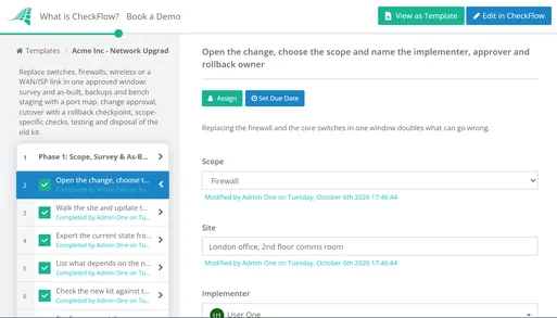 Network Upgrade & Cutover Checklist