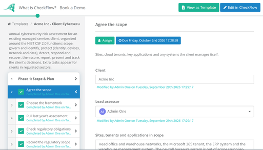 Client Cybersecurity Risk Assessment Checklist Template