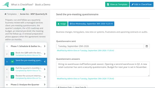 MSP Quarterly Business Review (QBR) Checklist