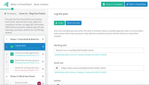 Blog Post Publishing Checklist