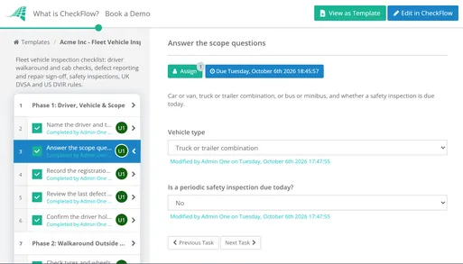 Fleet Vehicle Inspection Checklist