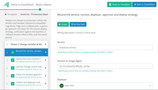 Production Deployment & Rollback Checklist