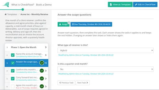 Monthly Retainer Delivery Checklist Template