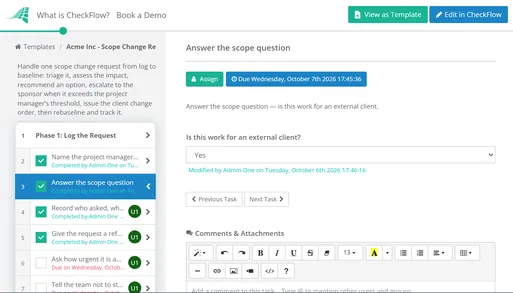 Scope Change Request Checklist