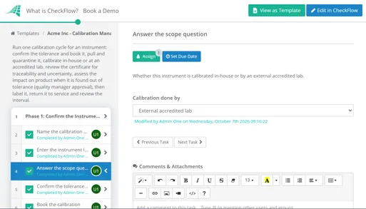 Calibration Management Checklist